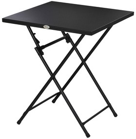 Outsunny Măsuță de Cafea Pliabilă Pătrată cu Picioare Antiderapante, Măsuță de Cafea Exterioară din Oțel, 60x60x71 cm, Negru