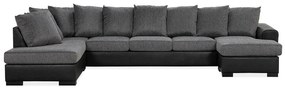 Colțar Scandinavian Choice 540Negru, Gri, 380x215x90cm, Picioare: Lemn