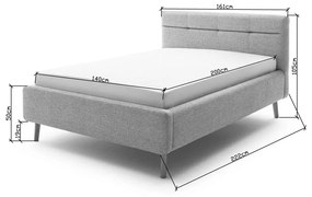Pat dublu tapițat bej cu spațiu de depozitare cu somieră 140x200 cm Lotte - Meise Möbel