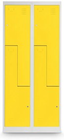 Dulap metalic Z, 80 x 50 x 180 cm, încuietoare cu cilindru, galben - RAL 1023