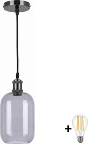 BRILAGI -LED Pendul pe cablu RETRO GLASS 1xE27/60W/230V Ø 14 cm negru/gri fumuriu