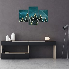 Tablou - Lună plină deasupra munțiilor aurii (90x60 cm)