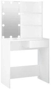 Masa de toaleta cu LED, alb, 74,5x40x141 cm Alb