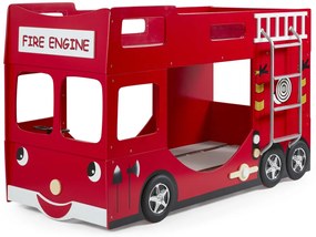 Set CARBED format din Pat copiiul supraetajat NEW FIRE TRUCK și saltelele potrivite.