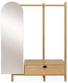 Cuier din lemn de stejar, cu oglindă Woodman Tripod