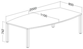 Masa de intalnire ProOffice 200 x 110 cm, nuc