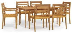 3100788 vidaXL Set mobilier de grădină, 7 piese, lemn masiv de tec