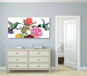 Tablou păsări colibri cu flori