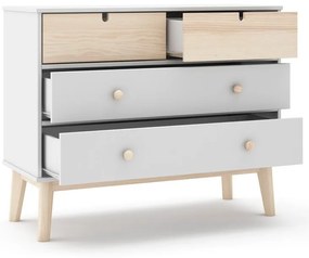 Comodă pentru copii albă joasă 100x81 cm Estefania – Marckeric