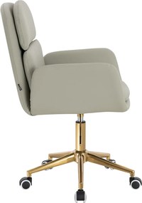 HR480K Scaun Culoarea Inului Piele Ecologica Premium Soft cu Bază Aurie