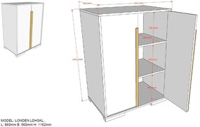 Set LONDON în antracit format dintr-un Pat copii de dormit înalt (90x200) cu Dulap camera copii cu 2 uși și birou.