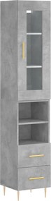 vidaXL Dulap înalt, gri beton, 34,5x34x180 cm, lemn prelucrat