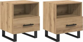 vidaXL Dulap de noapte 2 pcs Stejar Artizanal 40 x 35 x 47,5 cm
