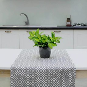 Traversa de masa 50x170 cm, 100% bumbac, gri/alb