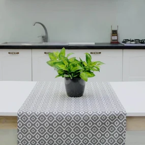 Traversa de masa 50x170 cm, 100% bumbac, gri/alb