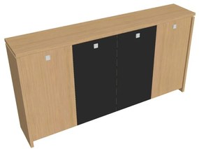 Dulap mediu pentru haine Verno 248 x 46 x 130 cm, uși combinate, stejar deschis / negru