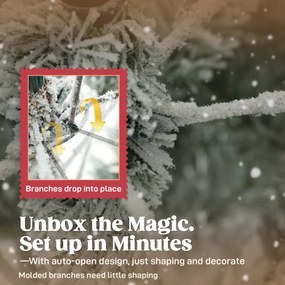 HOMCOM Brad de Crăciun Înzăpezit, cu Bază Metalică Pliabilă, 210cm | Aosom Romania