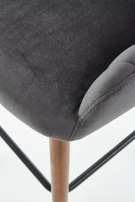 Scaun bar catifea H-93 gri inchis - H 98 cm