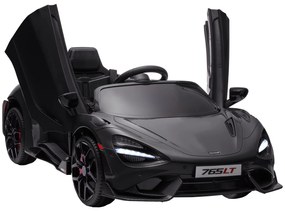 AIYAPLAY Mașină electrică pentru copii cu uși falcon, telecomandată, cu pornire lină și lumini LED, Negru | Aosom Romania