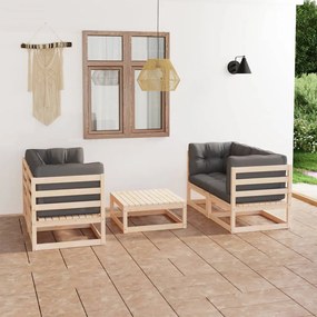 Set mobilier de gradina cu perne, 5 piese, lemn masiv de pin Maro, 1, Da