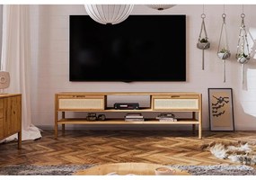 Masă TV din lemn de stejar 204x64 cm Pola - The Beds