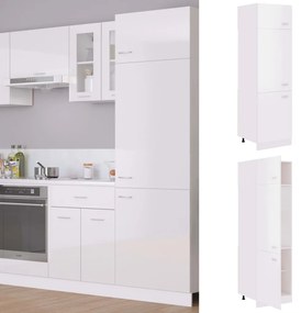 Dulap pentru frigider, alb extralucios, 60x57x207 cm, PAL Alb foarte lucios, Dulap pentru frigider 60 cm, 1