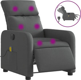 vidaXL Fotoliu electric de masaj rabatabil, gri închis, textil