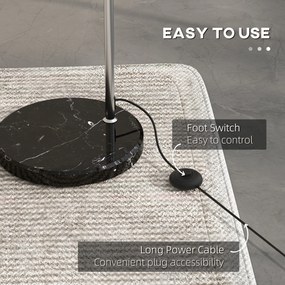 HOMCOM Lampă de podea vintage în arc cu bară ajustabilă, întrerupător de picior, soclu E27, argintiu | Aosom Romania