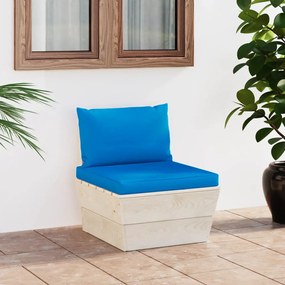 Canapea de mijloc paleti de gradina cu perne, lemn molid tratat 1, Albastru deschis, canapea de mijloc