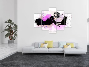 Tablou - Femeia cu pisică neagră (150x105 cm)