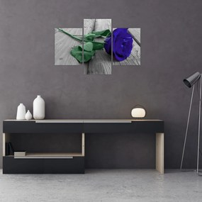 Tablou - Trandafir albastru cu tulpina verde (90x60 cm)