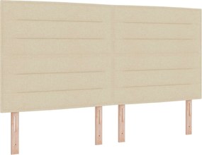 vidaXL Tăblie LED cu benzi LED cu headboard Crem 180 cm țesătură