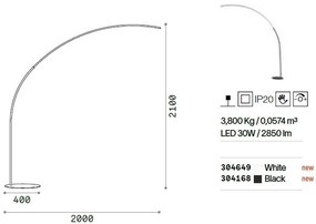 Lampadar LED modern tip arc Comet pt negru