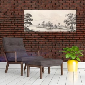 Tablou - Vintage peisaj desen peisaj (120x50 cm)