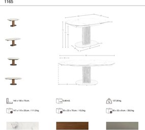 Masa extensibila din lemn si marmura portelanata Barrel 140-200x100cm