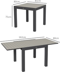 Masă extensibilă pentru terasă Outsunny, cu 4-6 locuri, 81-162 cm | Aosom Romania