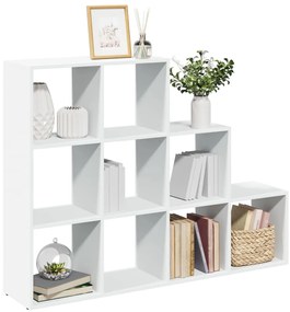 vidaXL Bibliotecă/separator 3 niveluri, alb, 137,5x29x103,5 cm lemn
