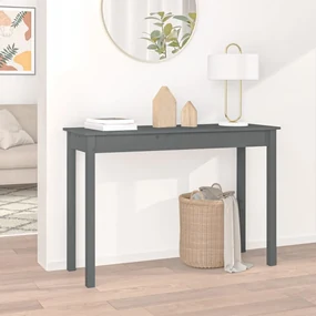 814241 vidaXL Masă consolă, gri, 110x40x75 cm, lemn masiv de pin