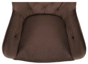 Scaun pivotant, ţesătură de catifea maro/ negru, VELEZA