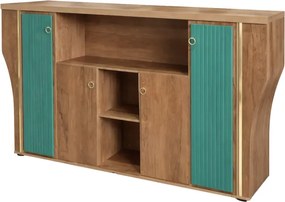 Dulap depozitare SMART HEATER -placă melaminată cu finisaj PU verde &amp; lemn natur