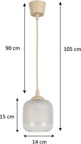 Brilagi - Pendul LED pe cablu RETRO GLASS 1xE27/60W/230V Ø 14 cm bej/alb