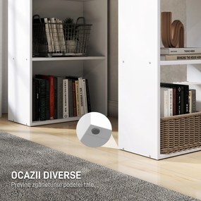 Birou alb modern cu biblioteca cu 6 rafturi din PAL,120x55x120cm HOMCOM | Aosom Romania