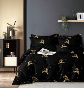 Lenjerie de pat din microfibra neagra GOLDEN DEER Dimensiune lenjerie de pat: 2 buc 70 x 90 cm | 200 x 220 cm