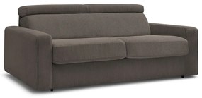 Canapea gri/maro extensibilă cu tapițerie din catifea reiată 195 cm Monaco – Bobochic Paris