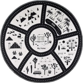 Covor de joacă pentru copii alb-negru lavabil ø100 cm My Home – Vitaus