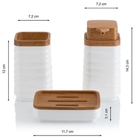 Set de baie WAVE 5 buc. alb/maro