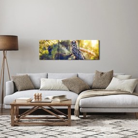 Tablou - Bufniță în copac (cu ceas) (90x30 cm)
