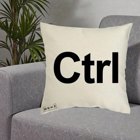Perna Personalizata Tasta Ctrl Tipografie Bold, 40x40 cm, Ecru, Husa Detasabila, Perna Inclusa, BEKZ®