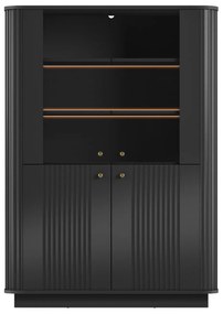 Vitrină Vesper 60 cm cu mânere aurii - negru