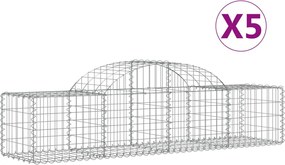 vidaXL Coșuri gabion arcuite 5 buc, 200x50x40/60 cm, fier galvanizat